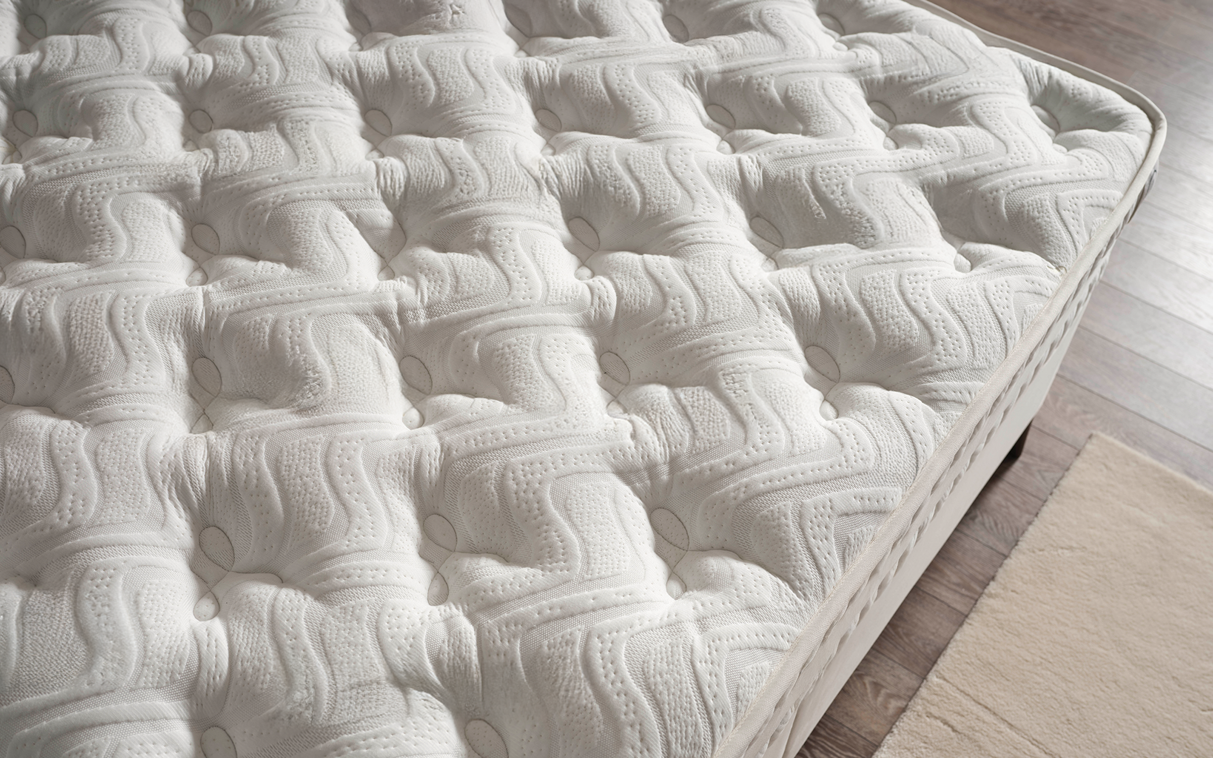 Pat dublu Boxspring 160/200 Elona + saltea, crem  6